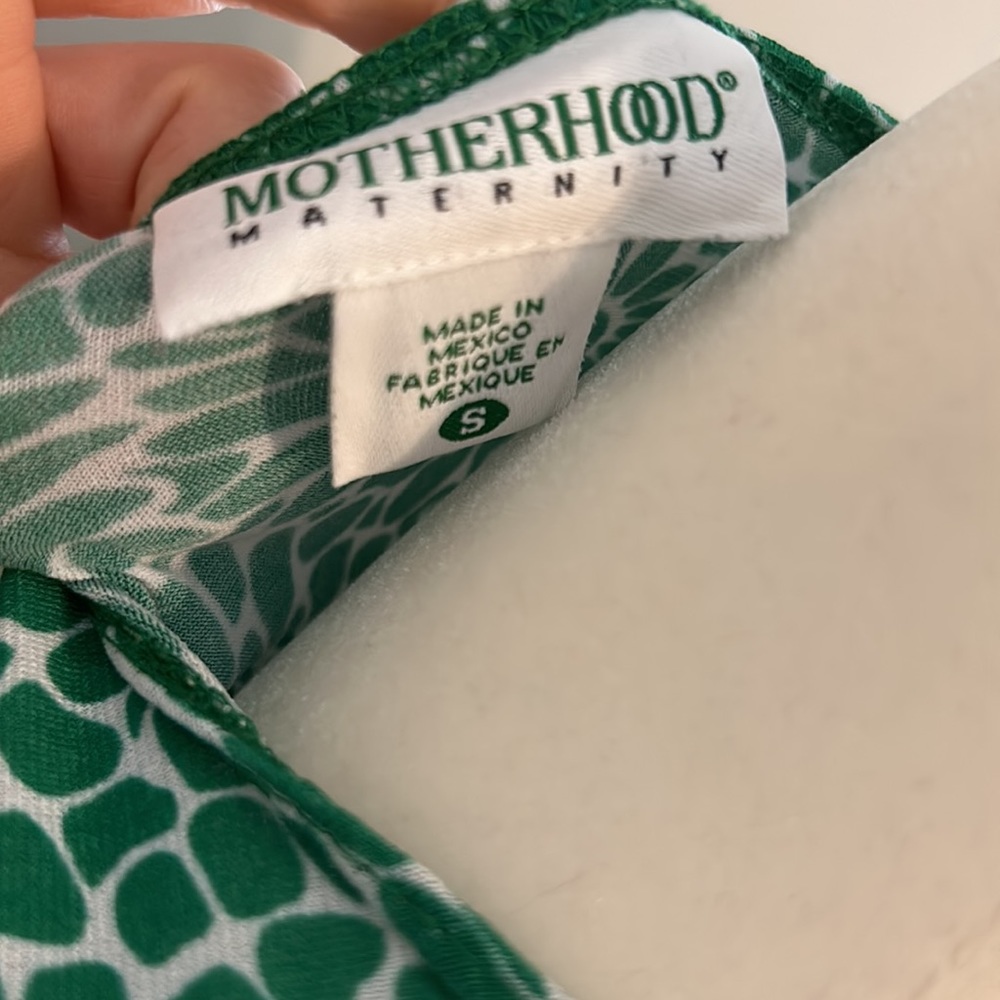 Motherhood Maternity Small Green Geometric Floral Tie Dress - Picture 5 of 6